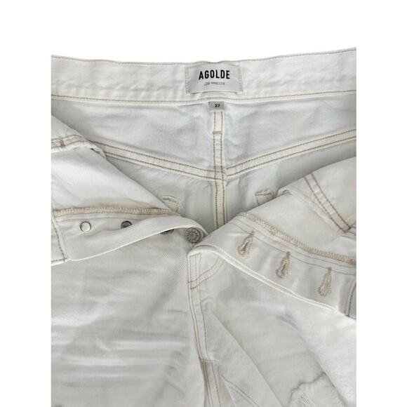 AGOLDE Parker Vintage Cutoff Denim Shorts White Size 27 High Rise Distressed - Picture 2 of 12
